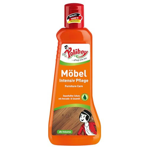 POLIBOY Möbel Intensiv Pflege - Pflegemittel für lackiertes Holz - Schützende und auffrischende Holzpflege - Farbneutral - 1x 200ml - Made in Germany