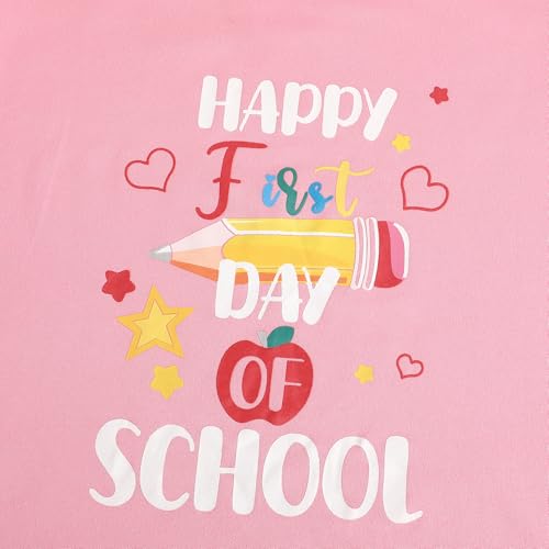 Image of Toddler Girls Back to School Pencil Outfits Set Ruffle T-Shirt Dress and Pants Outfit Set 3-8Years