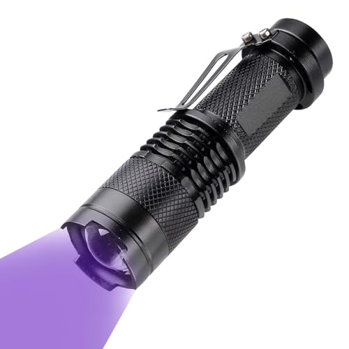 zaknszan Linterna Ultravioleta, Linterna Luz Ultravioleta 395NM, Flashlight para Detectar Orina de Mascotas de Orina y de Mascota, Billetes