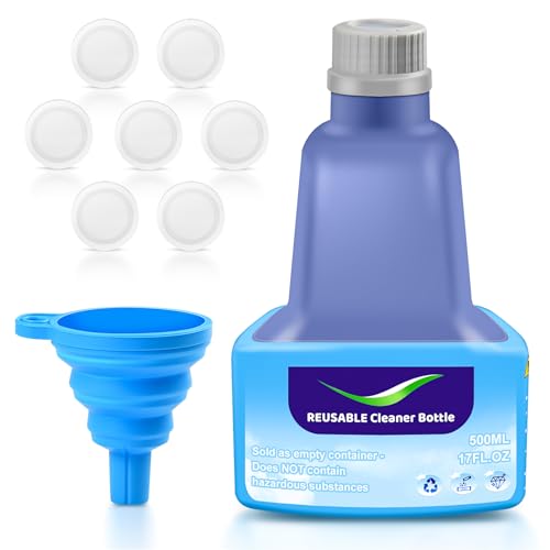 Ndoge Replacement Bottle for Swiffer Wet Jet Mop, Refillable, 500 ML Leak-Proof HDPE Refillable Bottle, 17 FL OZ Solution Bottles with 7 Sealing Pads and 1 Folding Funnel