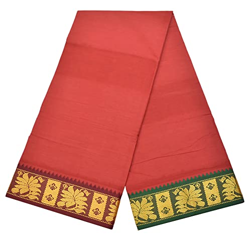 Image of TUNI MANI Men's Panchakacham Dhoti with Angavasthram Towel, Jari Border, 100% Cotton, Size: 9 X 5 (4.0mtr Dhoti, 2.25mtr Towel) (Unstitched)