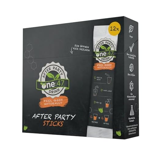 one:47 ® Anti-Hangover-Drink | 12 Sticks | PATENTIERTE FORMEL | hochkonzentriert & vegan | Natürlich bei Kater | hochkonzentrierte Elektrolyte und Pflanzenextrakte Ginkgo, Weidenrinde, Ingwer, Kaktusfeige, Acerola | natürliche Inhaltsstoffe | Mineralien Magnesium, Zink, Natrium | aus Deutschland | bei Alkoholkonsum | Anti-Hangover-Sticks one47