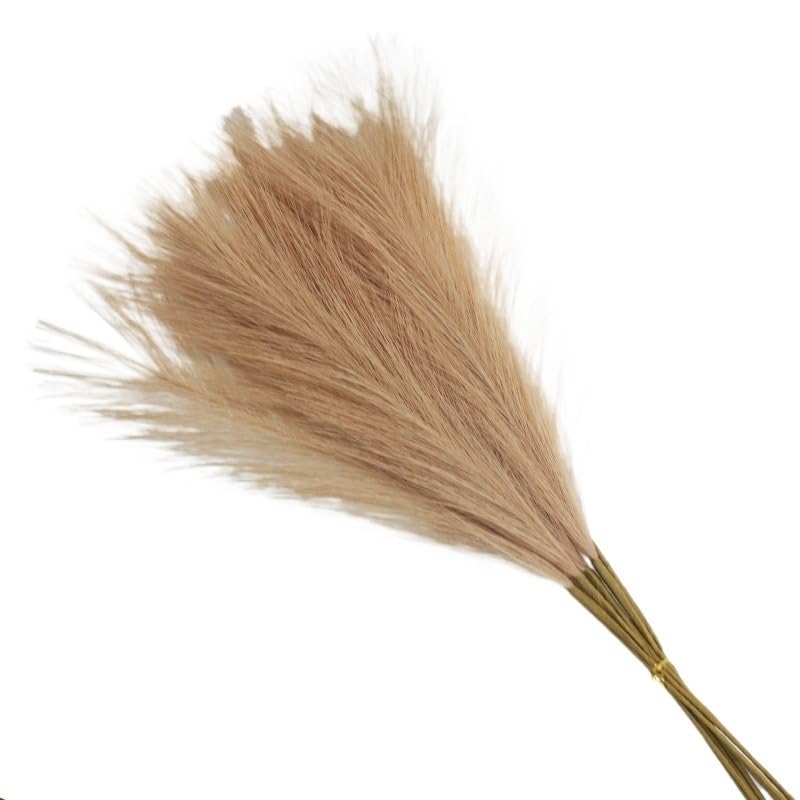 Pampas Grass Artificial Fluffy 55cm Ramo Decoración Café miniatura 1