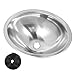 WALFRONT 304 Stainless Steel Oval RV Sink Washbasin Sink for Boat Cars