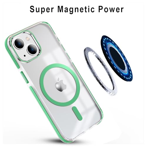 Image of MINTZZ ️ for iPhone 14 Case, Compatible with MagSafe, Military-Grade Protection, Yellowing Resistant, Scratch-Resistant TPU Back, Magnetic Phone Case (Green, iPhone 14)