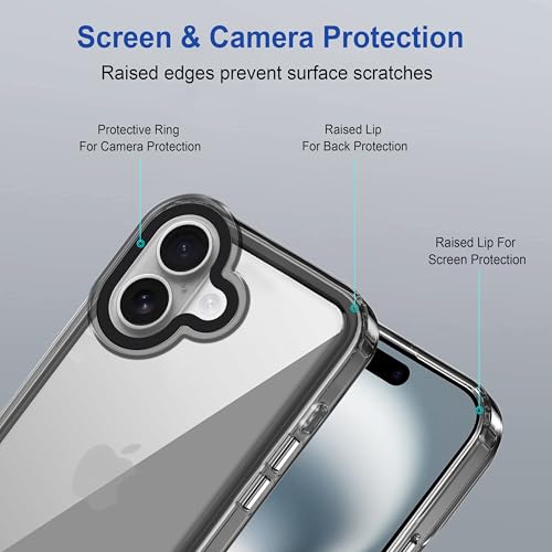 Image of amazon basics Back Case Cover for iPhone 17 | Compatible for iPhone 17 Back Cover | Case Cover with Camera Protection | (TPU + PC | Translucent Black)