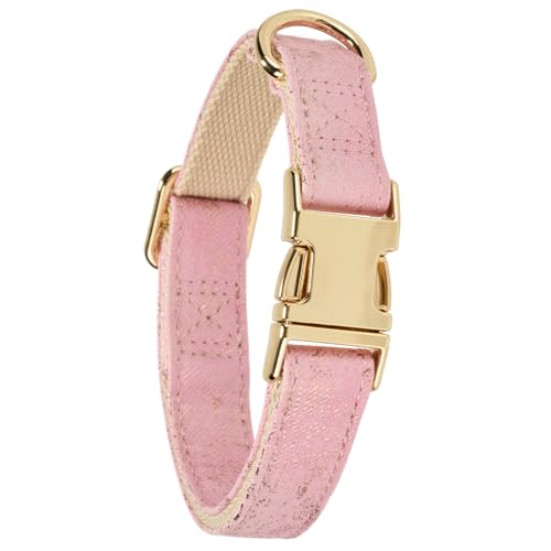 YUDOTE Morbido collare per cani in similpelle glitterata con imbottitura in cotone per cuccioli con pelle sensibile, rosa