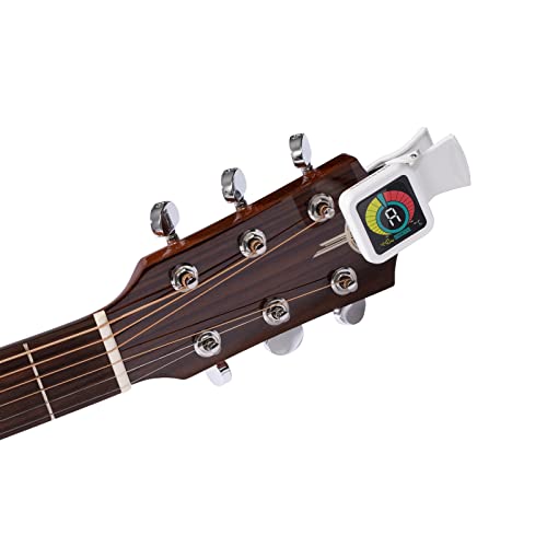 Image of KLIQ UberTuner Clip On Guitar Tuner - White | Fast & Accurate Chromatic Tuner for Acoustic & Electric Guitar, Bass, Ukulele, Violin, Mandolin, Banjo - Multi-Instrument Use