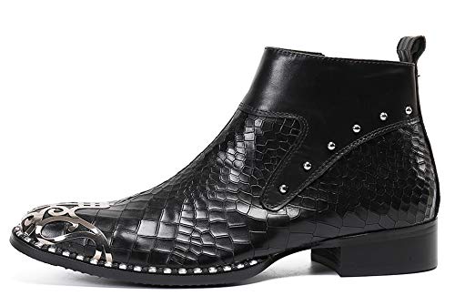 Santimon Mens Boots Metal Tip Zipper Western Leather Dress Chelsea Boots for Men2