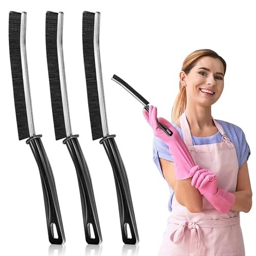MPXEAVG 3 Pcs Cepillo de Limpieza de Grietas, Cepillo Limpieza Hogar, Cepillo para Limpiar Juntas, para baño, Inodoro, Cocina, Ranura de Puerta de Ventana y Cepillo Limpiador Profundo de Grietas