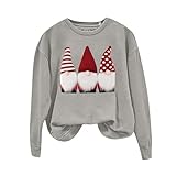 riou Navidad Sudadera sin Capucha para Mujer Originales Sudaderas Navideñas Manga Larga Suelto Ugly Xmas Sweatshirt Festival Fiesta Holgada Cómoda Blusas Moda Outwear Hoodie