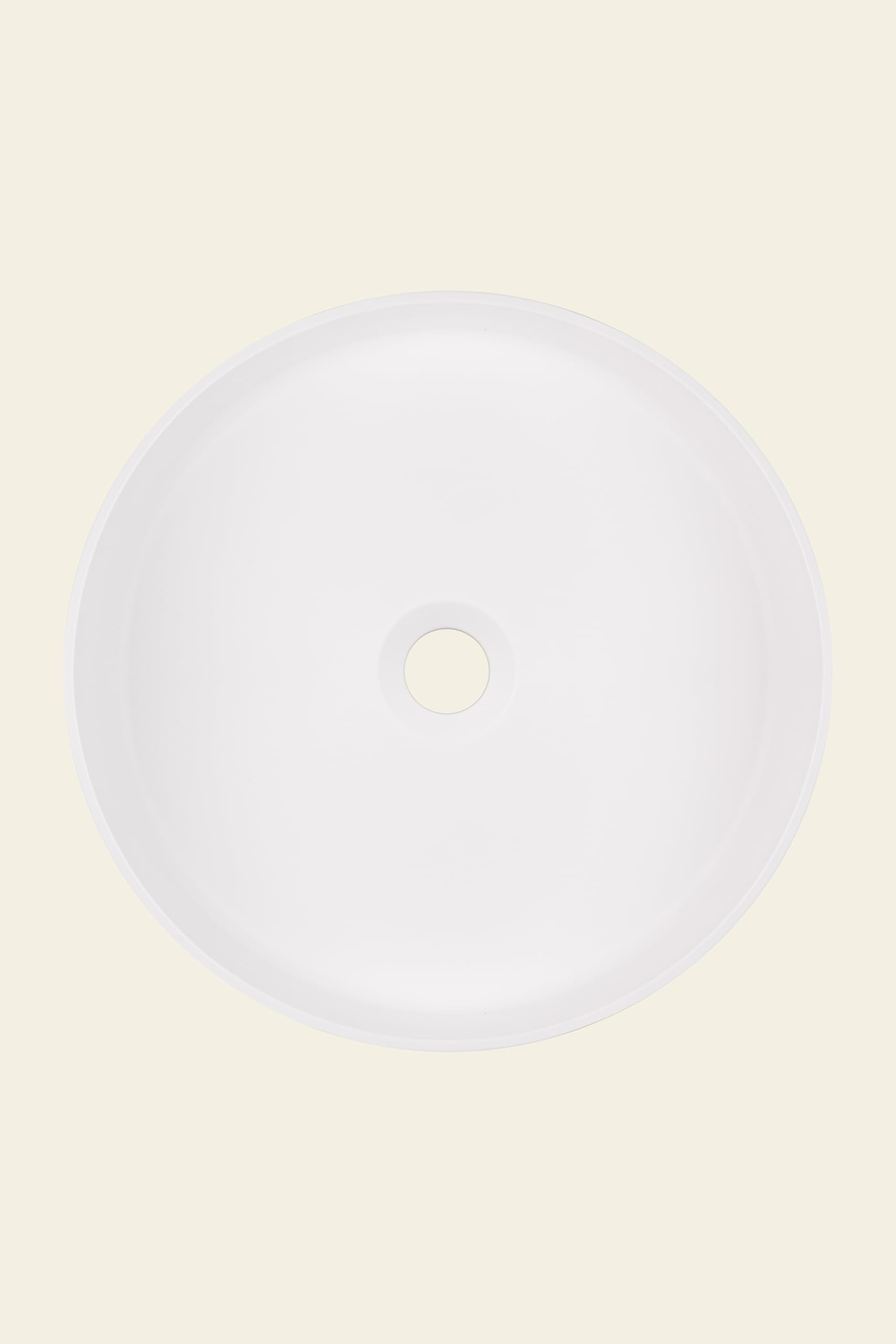 Vasque à poser ronde Ø40 cm IRENE en solid surface blanc BASS | matière résine très résistante | trou de vidage pré-percé Ø 4.5cm | hauteur 13 cm