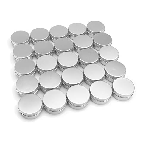 Ymkf Sqqr 60 Pack aluminum round lip balm tin container bottle with screw thread lid - great for store spices, candies, tea or gift giving, （1oz） Cover