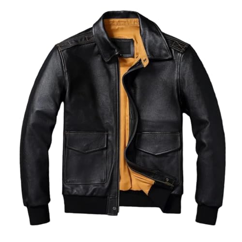 Zadaos Combinaison de moto en cuir de vache véritable pour homme, couche supérieure, revers ample, grande taille, manteau de motard, Nouveau5, S
