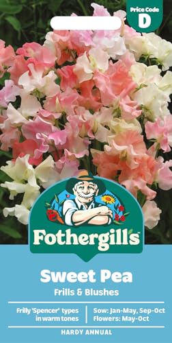 Fothergills Sweet Pea Frills & Blushes Flower Seeds 20 Seeds Sow: Jan-May Sep-Oct Pink/White
