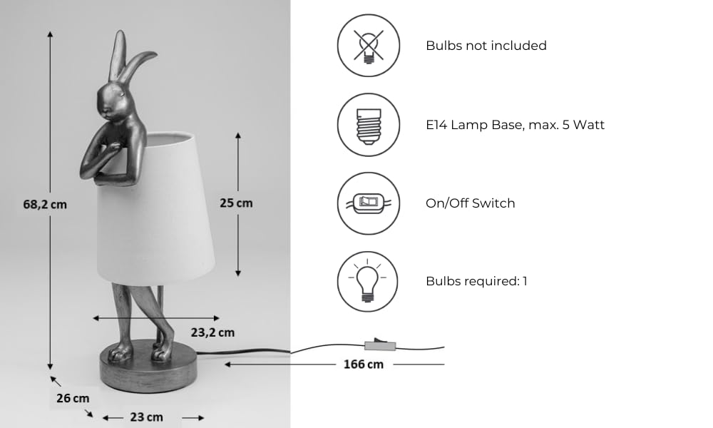 Kare Design lampada da tavolo Animal Rabbit, oro/bianco, 68cm, elegante coniglietto, luce indiretta suffusa, decorazione
