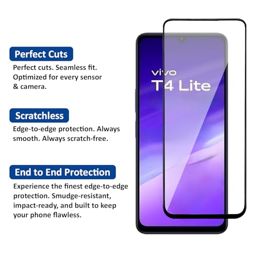 Image of AIBEX Military-Grade Tempered Glass Screen Protector Compatible for Vivo T4 Lite 5G / Vivo Y04 / Vivo Y29s 5G with Edge to Edge Coverage and Easy Installation kit