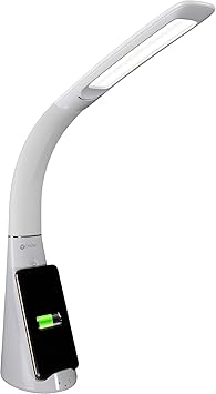 OttLite Purify LED Sanitizing Desk Lamp with Wireless Charging Eliminates up to 99.9% of Bacteria, Touch Activated, Flexible Neck, Modern Light for Reading, Crafting & Office Desktop