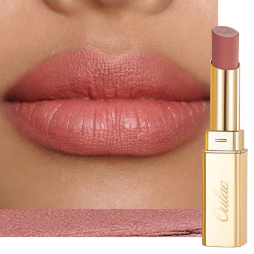 Image of Oulac Peachy Pink Matte Lipsticks for Women, Silky Velvet Matte Lipstick, Soft Smooth Texture, High Impact Lip Color, Not Dry Lightweight Formula Infused with Vitamin E, Vegan&Cruelty Free RM02