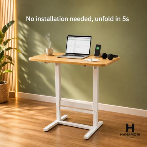 Image of Hanamori Rise: (Self-Installing) Height Adjustable - 3 Heights | No - Problem Table | Foldable - No Tools Needed Setup | Desk for WFH and Work | Study Table | Work Desk for Laptop /PC