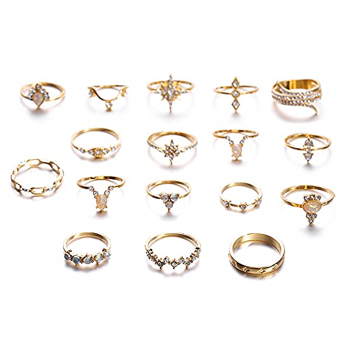 Vitaltyextracts Crystal Kunckle Finger Ring Set Boho Stackable Rhinestone Gold Joint Nail Ring Anillo Set2