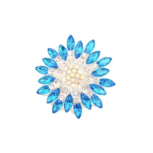 Image of Rhinestone Sunflower Brooch Pin for Women Red Black Purple Large Flower Broochs Snowflake Brooch Marquise Wreath Brooches Jewelry