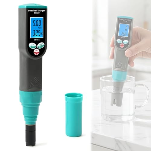 Dissolved Oxygen Meter, Portable Oxygen Concentration Dector, 0-199.9% Backlight Display with Temperature Tester, for Aquaculture, Industrial Wastewater