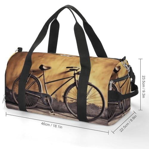 Mens Womens Gym Bag, Old Bicycle Print Duffle Bags,travel Gym Duffle Bag,garment Duffle Bag,gym Bag with Shoe Compartment2