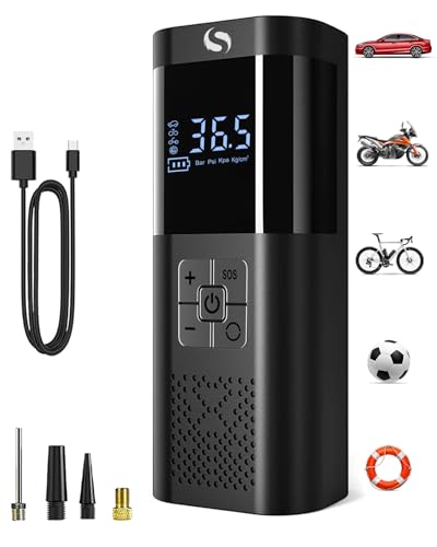 DOPPIA ALIMENTAZIONE: Questa pompa per bicicletta portatile è dotata di doppia alimentazione: è possibile scegliere l'alimentazione per auto o l'alimentazione a batteria. La pompa elettrica per bicicletta è dotata di una batteria ricaricabile integrata che gonfia direttamente l'auto dopo essere stata completamente caricata. in modo da non preoccuparsi di esaurire la batteria in caso di emergenza sulla strada!