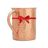 Copper Mules Moscow Mule PURE Copper Mug Handcrafted of 100% Pure THICK Copper - Timeless Hammered Finish - RAW Copper Interior - Authentic and Strong Riveted Handle - Holds 16 ounces