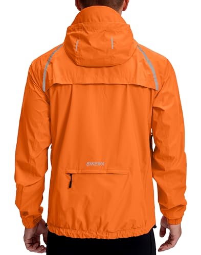 Image of Bikewa Men's Cycling Rain Jackets Waterproof Running Bike Windbreaker Lightweight Packable Hooded Jacket