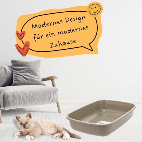 GarPet Katzenklo in 5 Größen Katzentoilette ohne Deckel Katzen WC Schalentoilette Klo grau eckig hygenisch M (43x33x9)