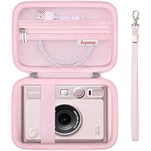 Carrying Case Compatible with Fujifilm Instax Mini EVO Instant Camera, INSTAX MINI EVO Camera Storage Holder Travel Bag with Mesh Pocket for Photos, USB Cables, Film, Pink