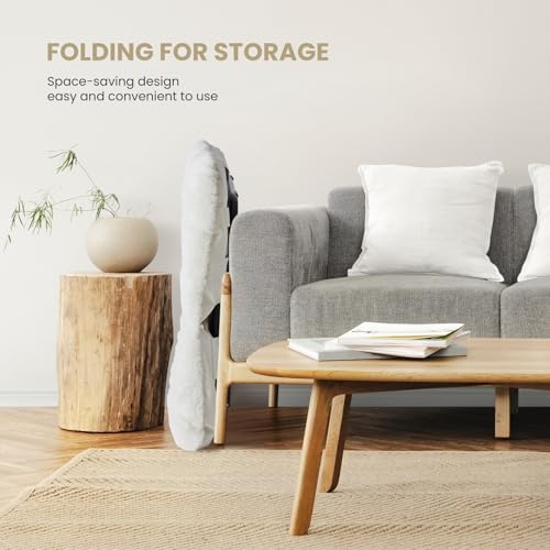 Image of Simple Deluxe Oversized Square Moon Chair for Adults, Soft Faux Fur Folding Lounge Chair with Sturdy Steel Frame, Comfortable Reading Gaming Chair for Living Room, Bedroom, White