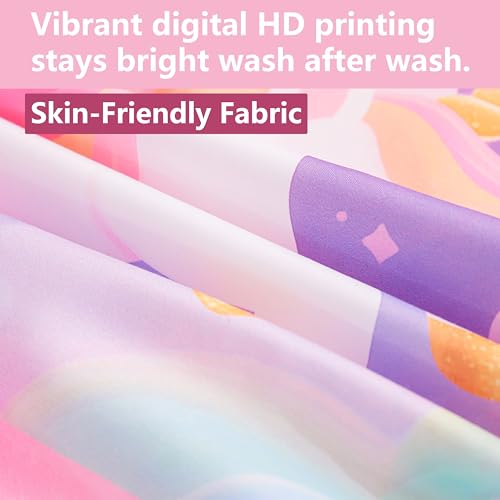 Image of Pink Unicorn Bedding Full Size for Girls 7 Piece,3D Colorful Rainbow Unicorn Comforter Set for Girls, Ultra Soft and Fluffy, Horse Bed Set with Comforter Sheets Pillowcase & Sham