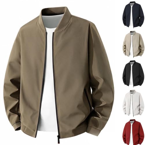 Fall Jackets for Men Khaki Zip Up Men's Light Weight Jacket Casual - image 1