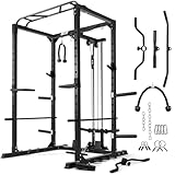 RitFit All-In-One Squat Rack for Home Gym, PPC02C Multi-Function 1000 LBS Capacity Power Cage with Lat Pulldown, Pulley System, Dip Bar, Landmine & More Power Rack Attachments