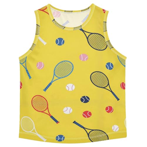 J JOYSAY Colorful Tennis Racket Boys Tank Top Sleeveless Muscle Shirts Quick Dry Active Sport Workout Kids T-Shirts 3-15T