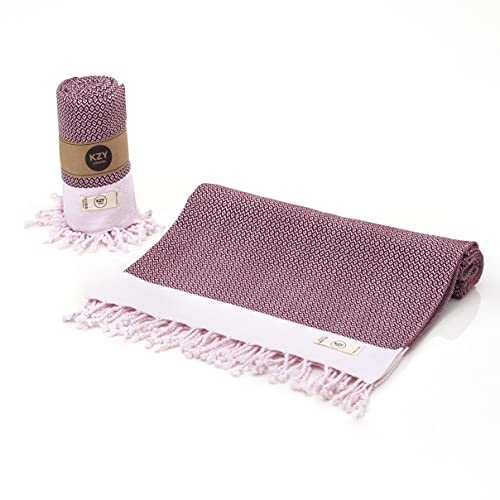 KZY LONDON Serviette de plage turque - Serviette de hammam - Super absorbante, séchage rapide, sans sable, légère, compacte pour piscine, bain, yoga, gym, sauna, camping, voyage (rouge bordeaux, 1) Cover