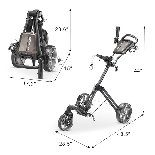 KVV Carrinho de golfe Mini-Pro Deluxe para todas as faixas etárias, carrinho de golfe com suporte su