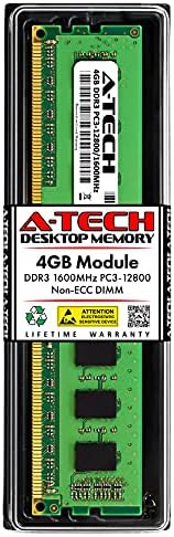 A-Tech 4GB DDR3 1600MHz PC3-12800 CL11 DIMM 240-Pin Non-ECC UDIMM Desktop RAM Memory Module