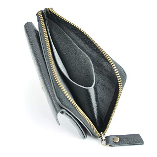 MIRACOLO Full Grain Italian Leather Slim Wallet for Women Card Holder Minimalist Coin Purse Designed in Japan (Dark Brown)3