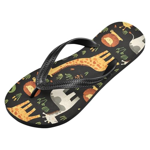 ALAZA Cute Cartoon Animal Flip Flops for Women Fashion Beach Slippers Comfort Mens Flip Flops Non-Slip Rubber Shower Slippers Sandal for Hotel Travel Sport,XS2