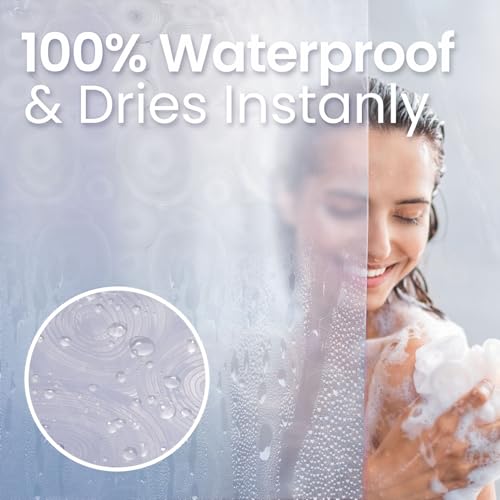 Image of LiBa Shower Curtain Liner PEVA Waterproof, 72x72 Oceanic with 12 Rings | PEVA shower liner, 3 weighted magnets, rust-proof grommets,12 plastic rings, shower curtain set