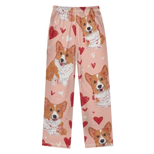 Corgi Dogs with Love Boys Long Pants Soft Trousers Elastic Waist Kids Lounge Bottoms with Pockets S-XL2