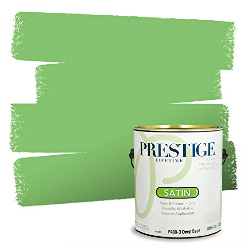 Prestige Interior Paint and Primer in One, Green Gecko, Satin, 1 Gallon Prestige Interior Paint and Primer in One, Green Gecko, Satin, 1 Gallon
