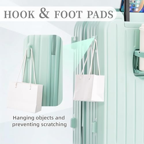 Mint Green 3-Piece Luggage Set - Durable ABS Carry-On Suitcase with USB Port & Cup Holder4