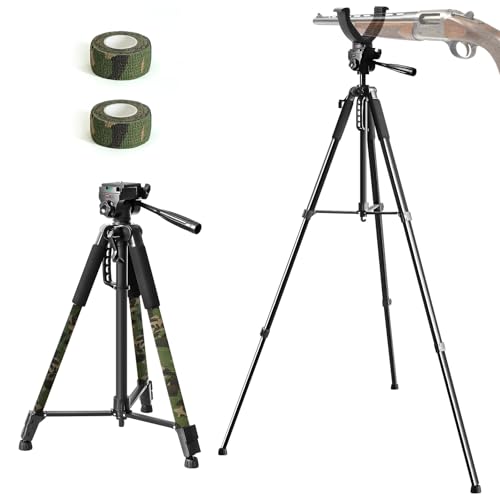 Rifle Shooting Tripod with 360 Swivel V-Bracket and Camera Tripod Mount Adapter - Aluminum Frame