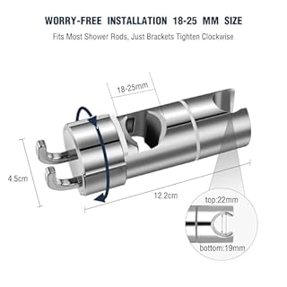 Vinabo Supporto Soffione Doccia, Supporto Doccia Senza Foratura, 18-25 mm, Diametro Regolabile, Supporto Doccetta con Gancio, Installazione Semplice