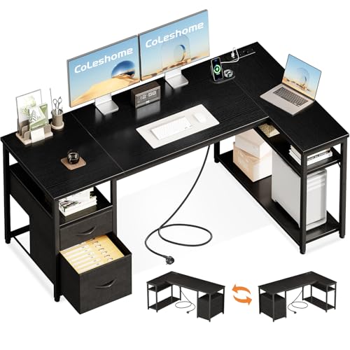 Coleshome Escritorio Esquinero con Cajones